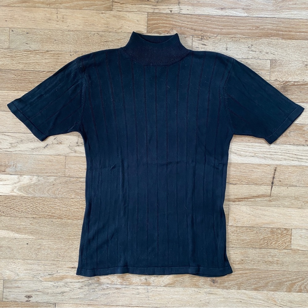 Vintage Faded Onyx Silk Knit Mock Neck Top - Na Nin